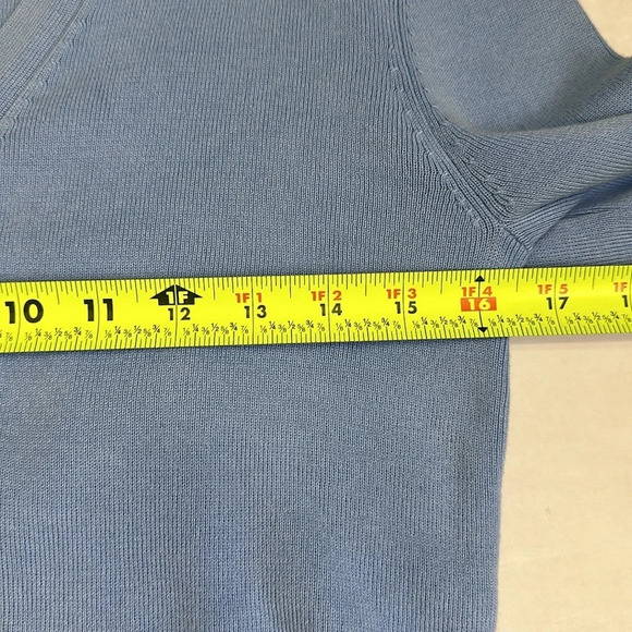 Cabi Blue Long Sleeve Cardigan Medium Button Cut-Out Back Sweater Preppy Work - Picture 9 of 10